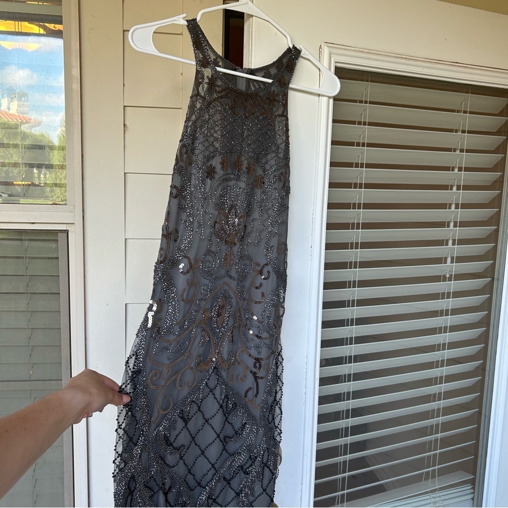 Grey, Formal, Embellished Dress